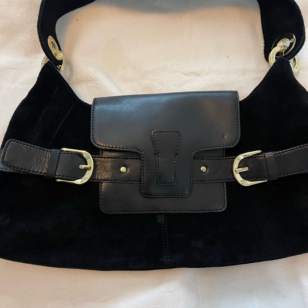 Black Suede and Leather Women's Bag